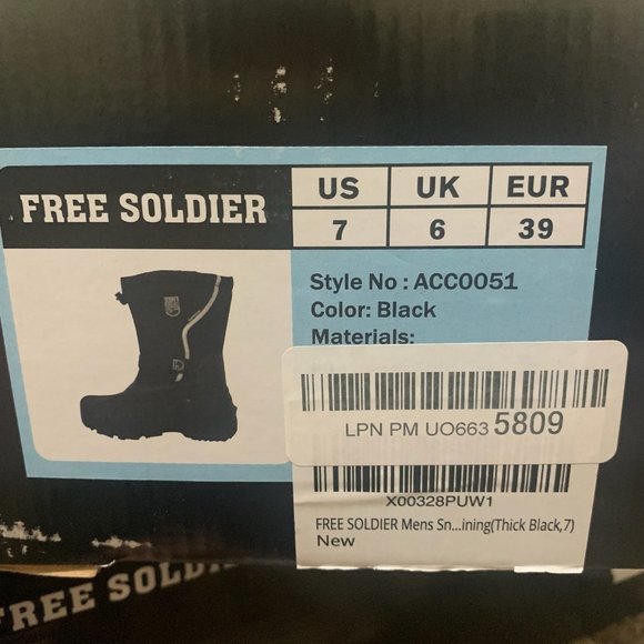 NWT FREE SOLDIER INSULATED WATERPROOF NON-SLIP WINTER BOOTS W/REMOVABLE LINER 7 - Picture 9 of 12